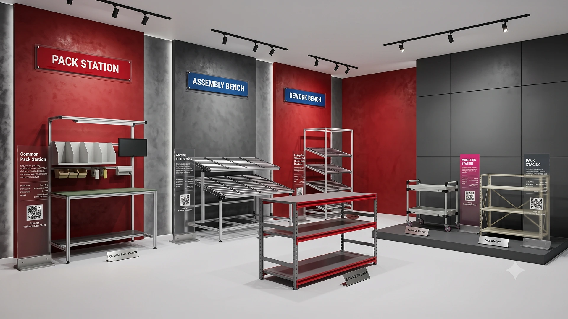 Industrial Workstations Solutions - Pack Stations and Assembly Benches