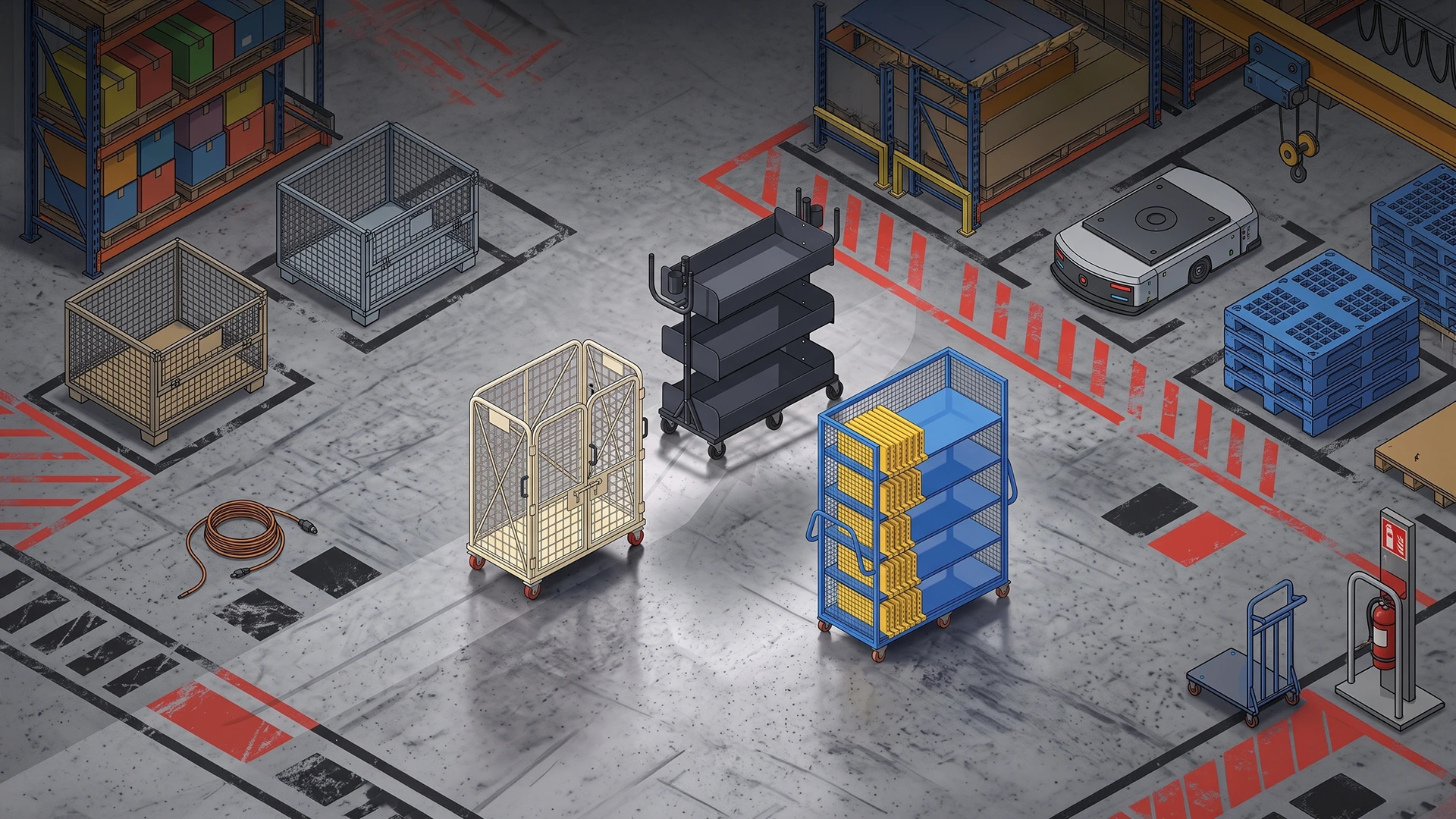 Warehouse roll cage trolleys and heavy duty material handling solutions